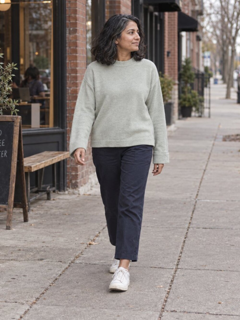 Vince Sage Green Wide-Sleeve Crewneck Sweater S